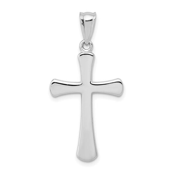 14k White Gold Hollow Cross Pendant